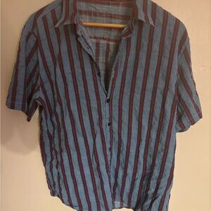 Casual Blue and Red Striped Men's Shirt